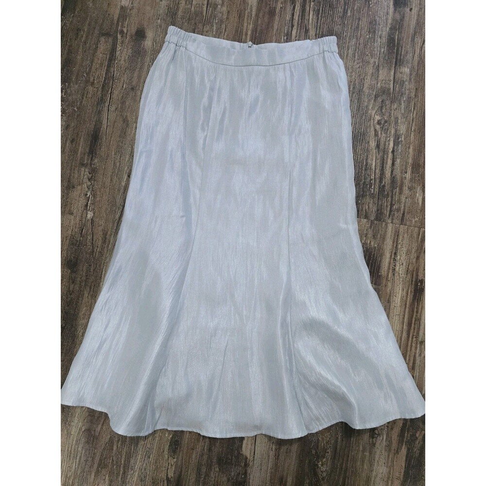 i.c. Collection Light Blue Shimmer Rayon Skirt Size M Elastic Waist Made in USA